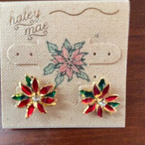 Bundle 3 for $12. Poinsettia Stud Earrings.